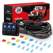 Nilight 16AWG LED Light Bar Wiring Harness Kit 12V On/Off 3 Gang LED picture