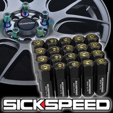 SICKSPEED 20 PC BLACK/24K GOLD CAPS ALUMINUM 60MM LUG NUTS WHEELS 12X1.5 L07 picture
