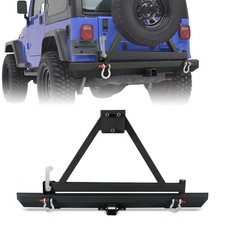 Fits 97-06 Jeep Wrangler TJ Utility Textured Rear Bumper W/Tire Carrier+2 D-ring picture