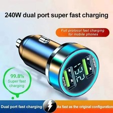 240W Car Charger Fast Charging Dual USB Adapter with Digital Display for Phones picture