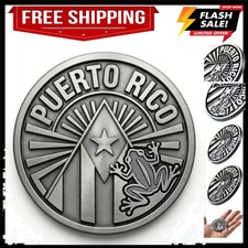Puerto Rico 3D Metal Car Emblem,Coquí Frog & Flag Star Badge Decal picture