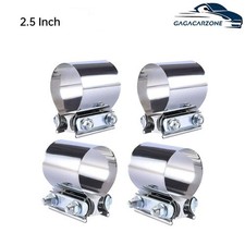 4PCS 2.5 Inch Butt Joint Band Exhaust Clamp Sleeve Coupler T304 Stainless Steel picture
