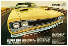13x19 1969 DODGE CORONET SUPER BEE 440 383 AD POSTER MOPAR R/T SCAT PACK '69 picture