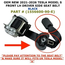 2021 22 23 24 25 2026 Tesla Model S front left side seat belt BLACK 1556600-90-E picture