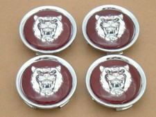 NEW JAGUAR WHEEL EMBLEM BADGE SET OF 4pcs SILVER HEAD RED BACKGROUND MNA6249EA picture