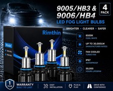 9005 HB3 9006 HB4 LED Fog Light Kit 6500K White Plug & Play 4 Bulbs- Rimthin picture
