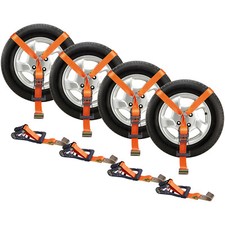 VEVOR Car Tie Down Straps with Flat Hook Tire Strap for Car Trailer Hauler 4 PCS picture