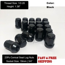 23 Black Jeep Lug Nuts 1/2x20 Bulge Acorn Closed End For Jeep Wrangler JK TJ YJ picture