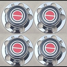 4pcs 1980-1996 FORD F150 BRONCO VAN Chrome Wheel Hub Center Caps RED emblems picture