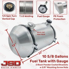 12x22'' 10 5/8 Gallon 1/4 NPT Spun Aluminum End Fill Gas Tank Fuel Tank W/Gauge picture