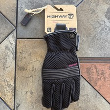 Highway 21 Women's TURBINE Mesh/Leather Touchscreen Motorcycle Gloves (Black) LG picture