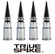 4 TRUE SPIKE CHROME SPIKED WHEEL RIM AIR VALVE STEM COVER CAP FOR GMC SIERRA B picture