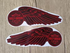 Harley Davidson black red wings set of 2 tank decal stickers 9.85x3,55