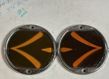 EARLY PAIR VinTaGe SPARTON TELEOPTIC Turn Signal LIGHT LENSES & BEZELS Car #1 picture