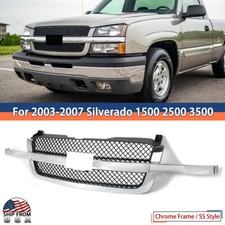 For 2003-07 Chevrolet Silverado 1500 2500 3500 Grille Chrome Shell w/ Black Mesh picture