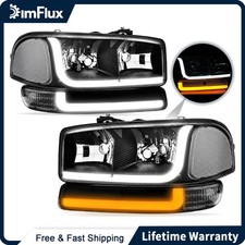 DimFlux Headlights for 99-07 GMC Sierra 1500 00-06 Yukon XL 1500 Black Housing picture