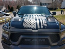 Distressed American Flag Compatible with Rebel Hood Truck Vinyl Decal  picture