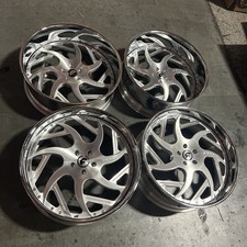 (4) 24X10 FORGIATO SILVER BRUSHED W/CHROME LIP RIMS (5X120.65) CHEVELLE CAPRICE picture