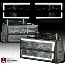 Fit 1994-1998 GMC C/K 1500 Sierra Yukon Smoke LED Tube Headlights+BumperLamps picture