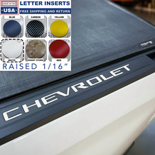 2 x WHITE BED RAIL CAP COVER LETTERS FOR SILVERADO 2019+ NOT DECALS picture
