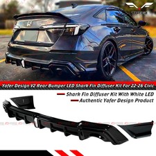 For 22-26 Honda Civic Sedan Yofer V2 Meteorite Gray Rear Diffuser Kit White LED picture