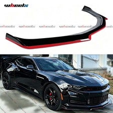Fit 16-24 Chevy Camaro 1LE Style Gloss Black Front Bumper Lip Splitter Red Line picture