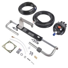 Boat Hydraulic Steering Kit 90HP Outboard 2x24ft Hoses & Cylinder Helm Pump picture