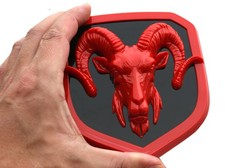 1x Grille 3D Head Emblem for 2013–2018  1500 2500 3500 68140322AA Red picture
