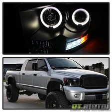 Black 2006-2008 Dodge Ram LED Halo Projector Headlights Lights Lamps Left+Right picture