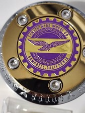 ZENITH EAGLE WIRE WHEEL LOWRIDER KNOCK OFF CHIPS  PURPLE  & GOLD SET OF 4 picture