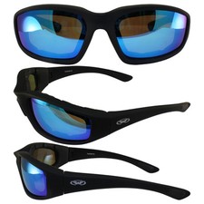 GV KICKBACK PADDED SUNGLASSES MATTE BLACK FRAMES G-TECH BLUE MIRROR LENS picture