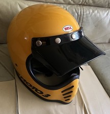 Vintage 1975 Bell Star Moto 3 Yellow Motorcycle Helmet Size 7 1/8