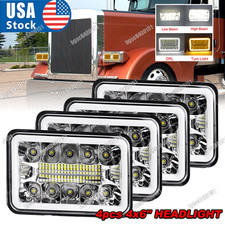 4PC Fit Kenworth T800 T400 T600 W900B W900L LED Headlights 4x6'' Hi/Lo Beam picture