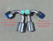 A/C Fittings Beadlock 135 Degree w/ Service Ports #8 16mm High #10 13mm Low Std picture