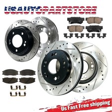 Front and Rear Drilled Rotors Brake Ceramic Pads Fits 2005 2006 Hyundai Santa Fe picture
