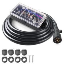 Universal 8ft 7 Way Plug Trailer Cord Junction Box Wiring Harness For RV Campers picture