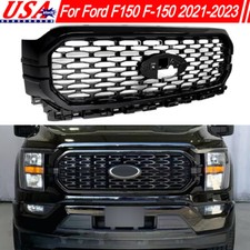 Front Bumper Upper Grille Agate Black Surround Trim Fits 2021-23 Ford F150 F-150 picture