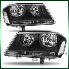 2PCS Pair Black Clear Headlights For 2008-2014 Dodge Avenger Headlamps Assembly picture