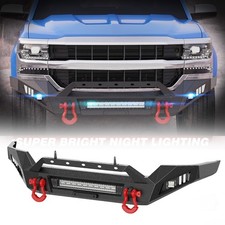 For 2014-2015 Chevy Silverado 1500 Front Bumper Black kit W/ Spotlights Assembly picture
