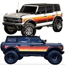 Aftermarket Retro Sunset Orange Waistline Stripe Decal for Ford Bronco | Custom picture