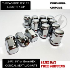 FIT SUZUK NISSA ARMADA FRONTIER TITAN XTERRA ACORN LUG NUT 12x1.25 CHROME 24PC picture