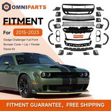 Fits 15-23 Dodge Challenger Hellcat Style Front Bumper + Lip + Fender Flares NEW picture