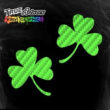 Carbon Fiber Shamrock Stickers Three Leaf Clover Decals picture