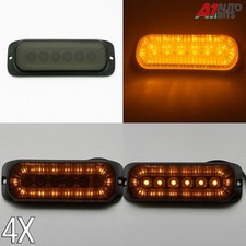 4X Dual Function LED Amber Warning Light W/ Halo Ring Strobe 12-24V Smoked Lens picture