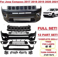 Front Bumper Set For Jeep Compass 2017 2018 2019 2020 2021 Upper Lower Grill Fog picture