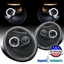 Fits 1998-2005 Volkswagen 98-05 VW Beetle Halo Projector Headlights Black Pair picture