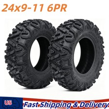 2PCS 24x9-11 ATV Tires 6Ply 24x9x11 UTV Tires 24 9 11 All Terrain Heavy Duty NEW picture