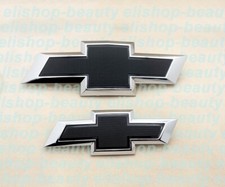 New 2021-2025 Suburban Tahoe Front & Rear Chrome Black Bowtie Emblems Kit OEM picture