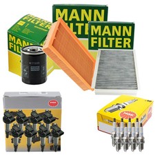 Mann Engine Oil Cabin Air Filter 8 NGK Plugs & Coil Kit For XJ8 XJR Base 4.2L V8 picture