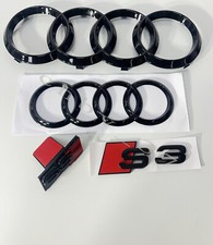 Full Set Of Audi S3 Gloss Black Badges Emblem Grill&Rear Ring picture